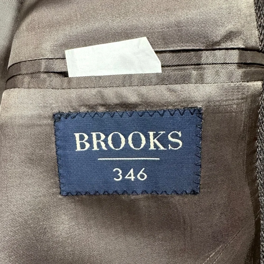 Brooks Brothers 346 Mens 43L Brown Herringbone Wool 3 Button Blazer Sport Coat